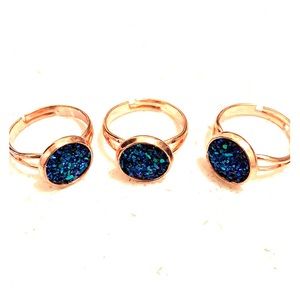 Blue/green druzy stud ring